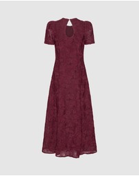 ROTATE - Flower Mesh Flared Dress