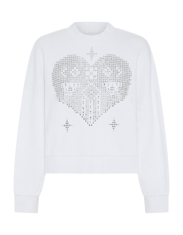 ONE TEASPOON - Studded Heart Cropped Sweater - White