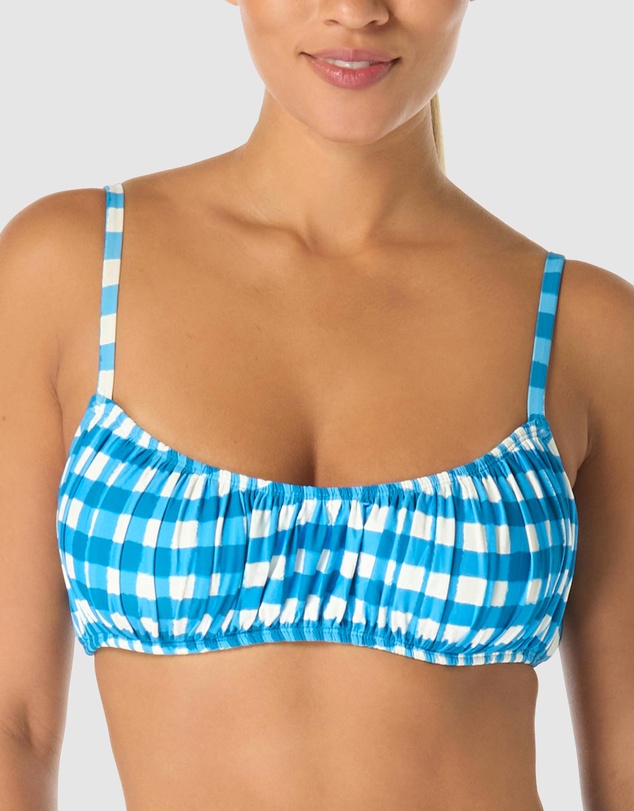 Kate Spade - Gingham Underwired Shirred Bandeau Bikini Top