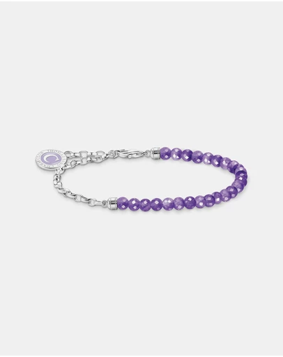 THOMAS SABO - Silver Member Charm Bracelet with Violet Imitation Amethyst Beads