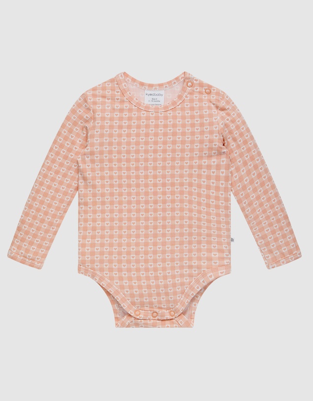 Kynd Baby - Comfy Bodysuit Long Sleeve in Heart Gingham