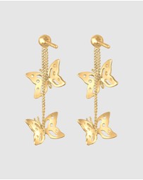 Elli Jewelry - Earrings Ear Hanger Butterfly Trend Nature with Crystals in 925 Sterling Silver Gold Plated