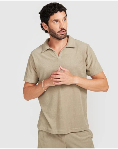 Vacay Swimwear - Olive Terry Polo