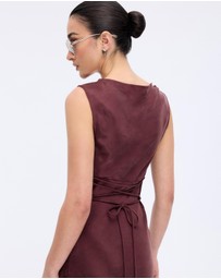 Minima Esenciales - Florence Cupro Lace Up Back Midi Dress