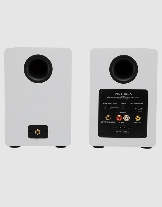 Victrola - Victrola Tempo Bookshelf Speakers - White
