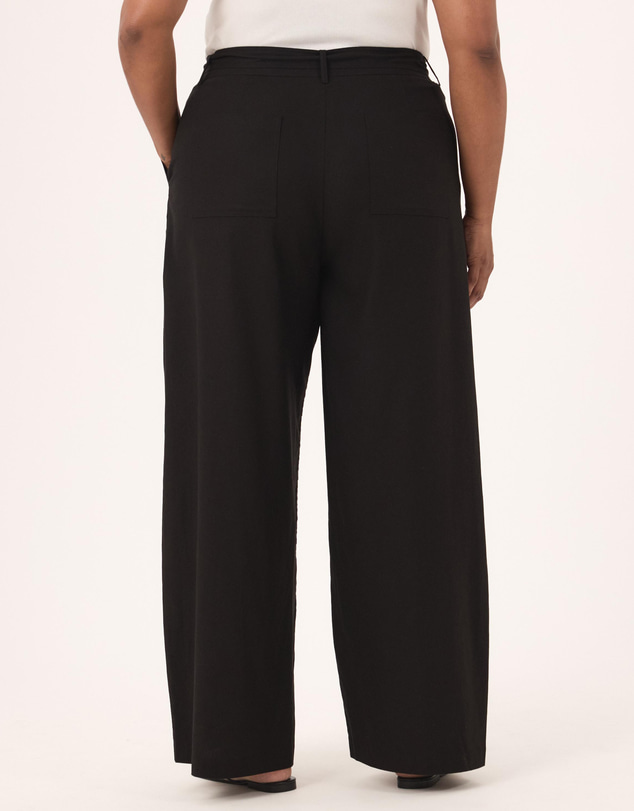 Atmos&Here Curvy - Ava Linen Blend Tie Waist Wide Leg Pants