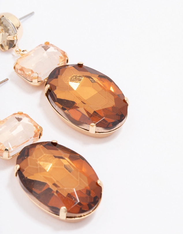 Lovisa - Gold Molten Amber Stone Statement Drop Earrings