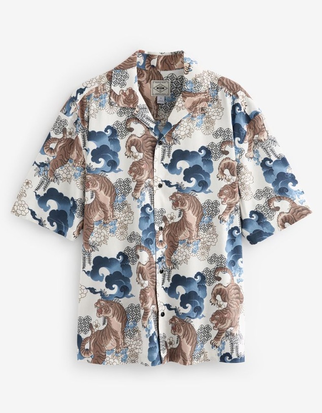 NEXT - Printed Short Sleeve Shirt With Cuban Collar