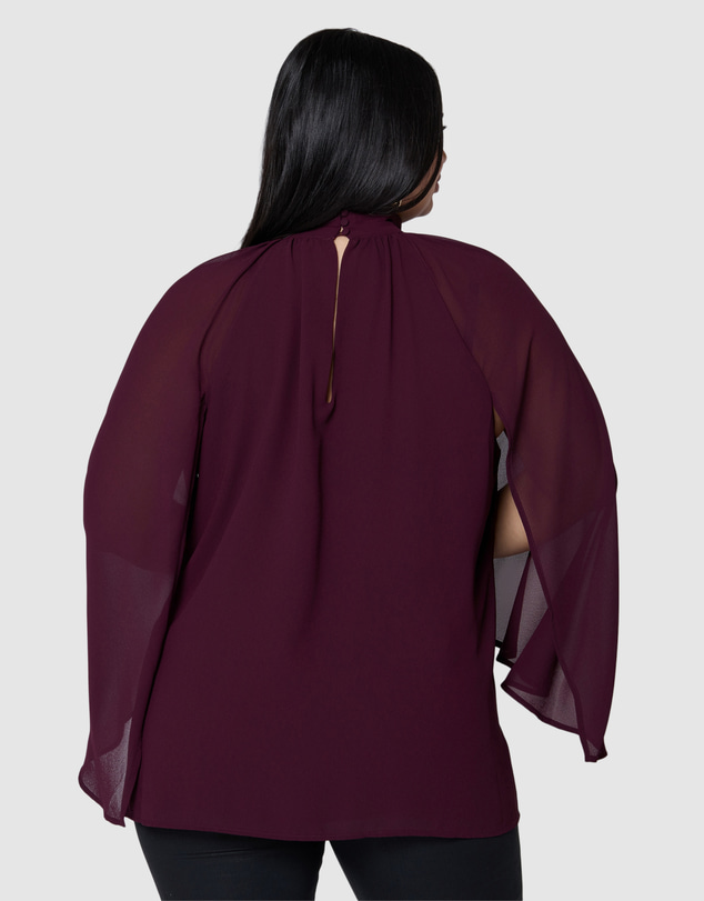 Pink Dusk by Curve Project - Fire and Rain Cape Blouse