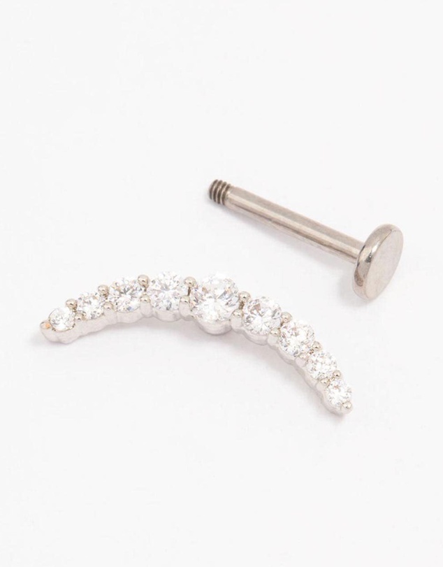 Lovisa - Titanium Cubic Zirconia Crawler Single Flat Back