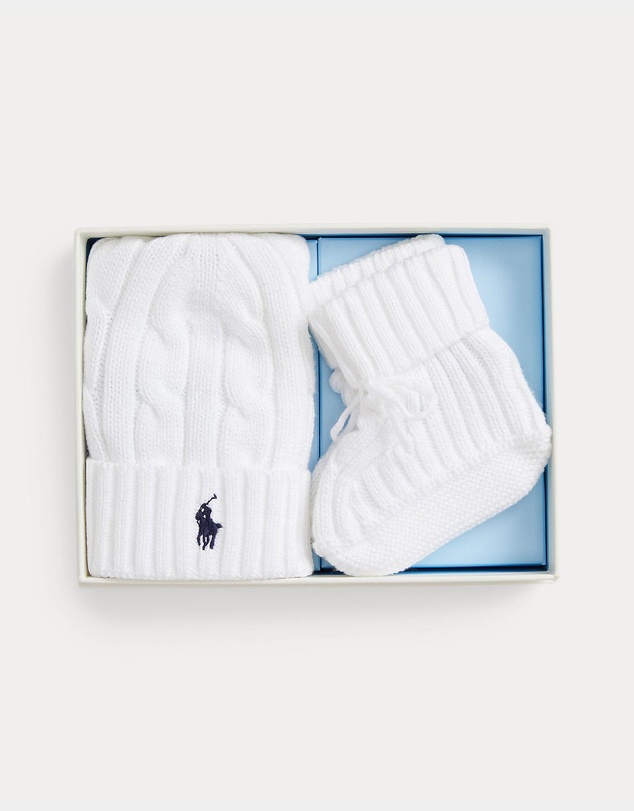 Polo Ralph Lauren - Cable-Knit Cotton Beanie & Bootie Set - ICONIC EXCLUSIVE - Babies