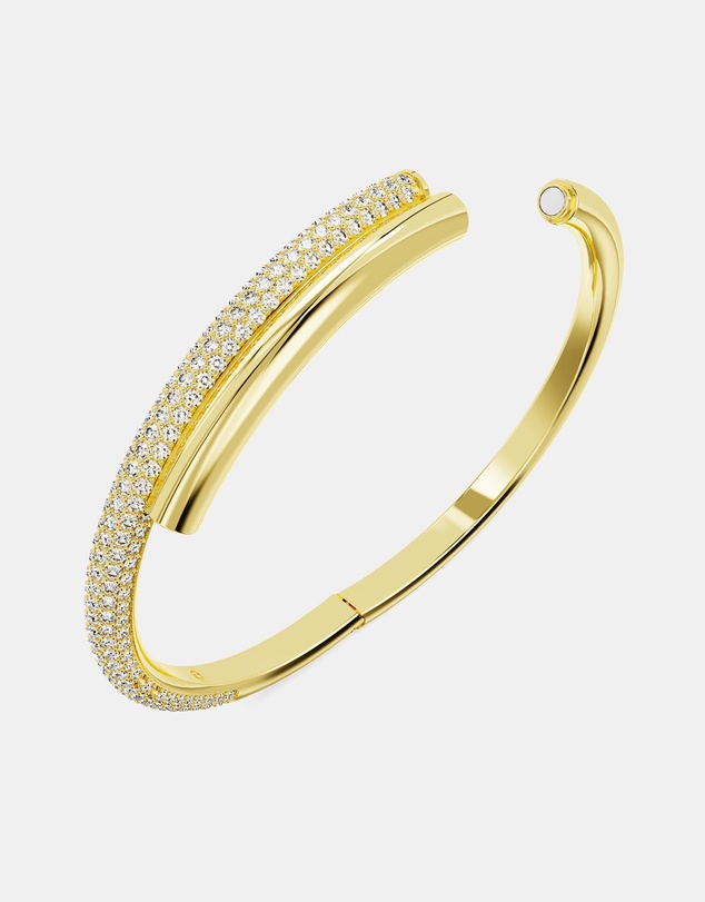 Swarovski - Dextera bangle, Magnetic closure, White, Gold-tone plated