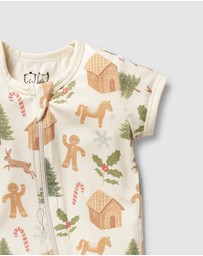 Wilson & Frenchy - Christmas Holly Jolly Magic Organic Boyleg Zipsuit - Babies