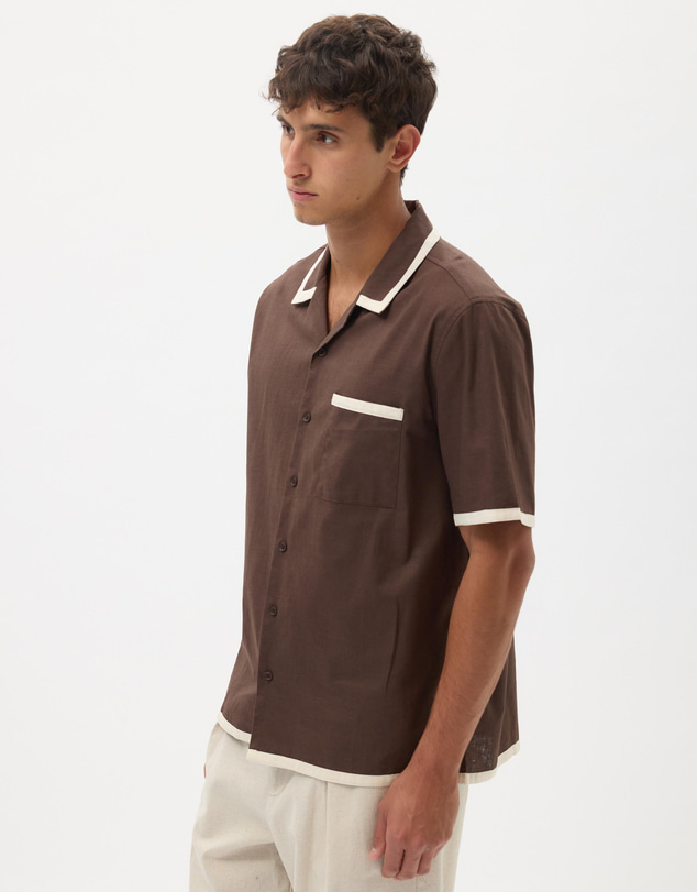 AERE - Linen Blend Contrast Shirt