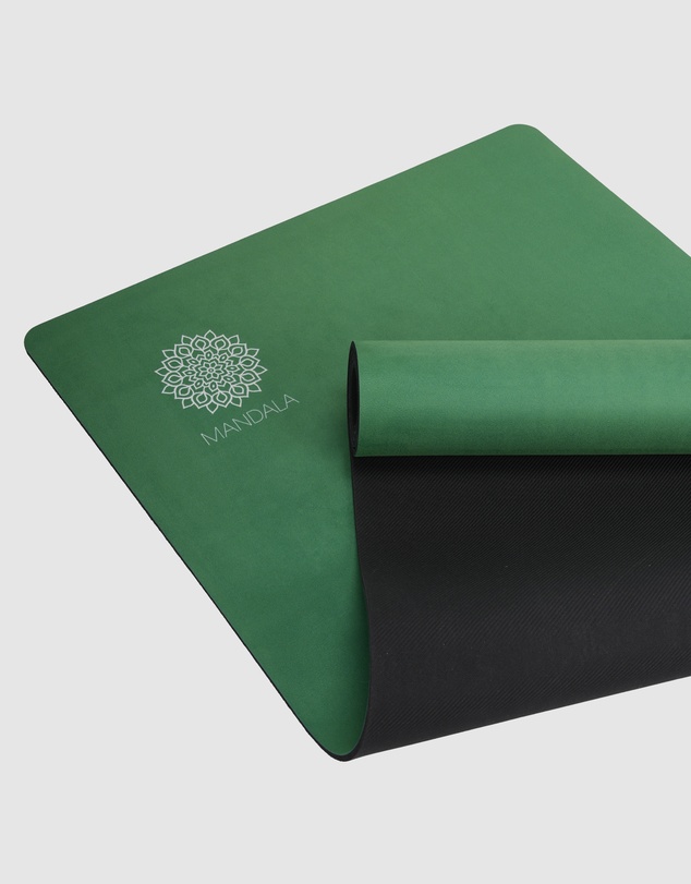 Mandala - Mandala Yoga Mat Premium Bundle, Includes Yoga Mat 188cm H x 61cm W, Yoga Strap & Steel Hydration Bottle - Jade Green