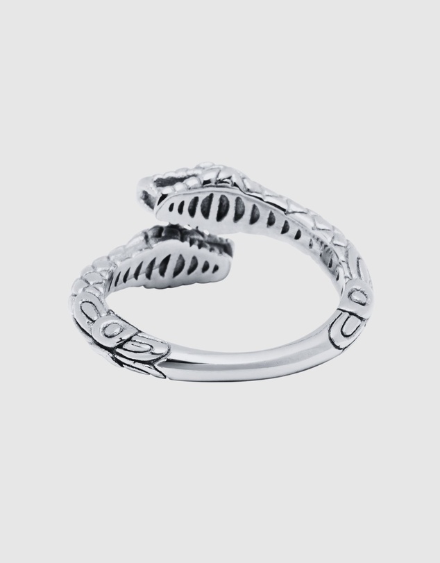Nialaya Jewellery - Men's Stainless Steel Vintage Snake Ring