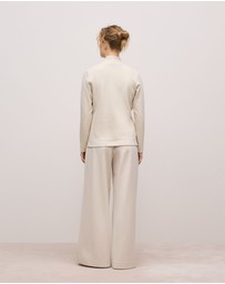 Trenery - Ponte Drawcord Wide Leg Pant in Stone