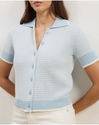 Atmos&Here - Nova Short Sleeve Stripe Knit Top