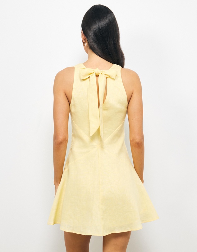 AERE - Loel Fluted Hem Linen Mini Dress