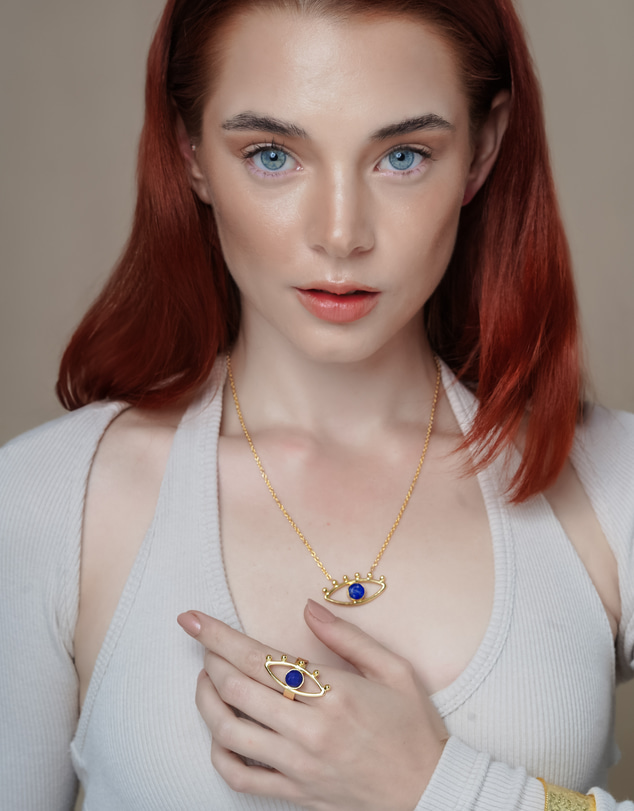 Meshca - Evil Eye Necklace In Lapis