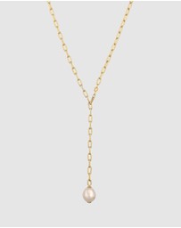 Elli Jewelry - Necklace Women Y-chain White Pearl 925 Sterling Silver Gold Plated