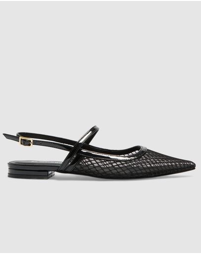 BLACK PATENT/MESH