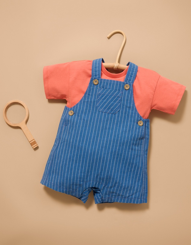 Purebaby - Linen Blend Striped Overall-Kids-Babies