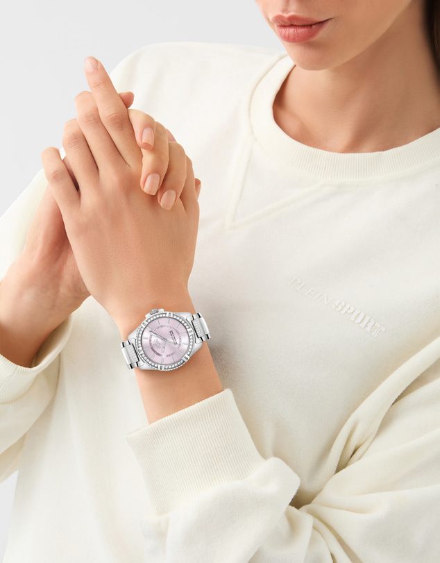 Plein Sport - Plein Sport Beauty Diva 40mm Light Pink Dial Silver-Tone Stainless Steel Bracelet Watch