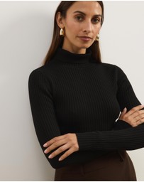Atmos&Here - Annie Wool Blend Turtleneck Knit Top