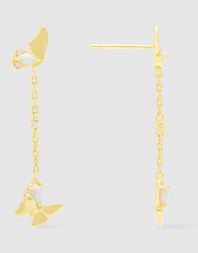 Wanderlust + Co - Butterfly Opal Gold Earrings