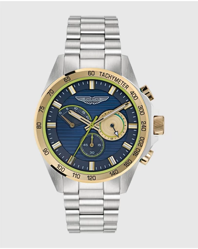 Aston Martin - HDL Two Tone Blue Dial Stainless Steel Bracelet Watch