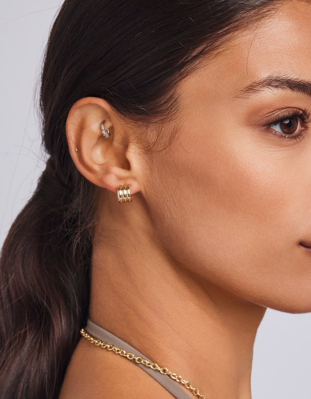 Zoe Olivia - 9K Gold Triple Row Earrings