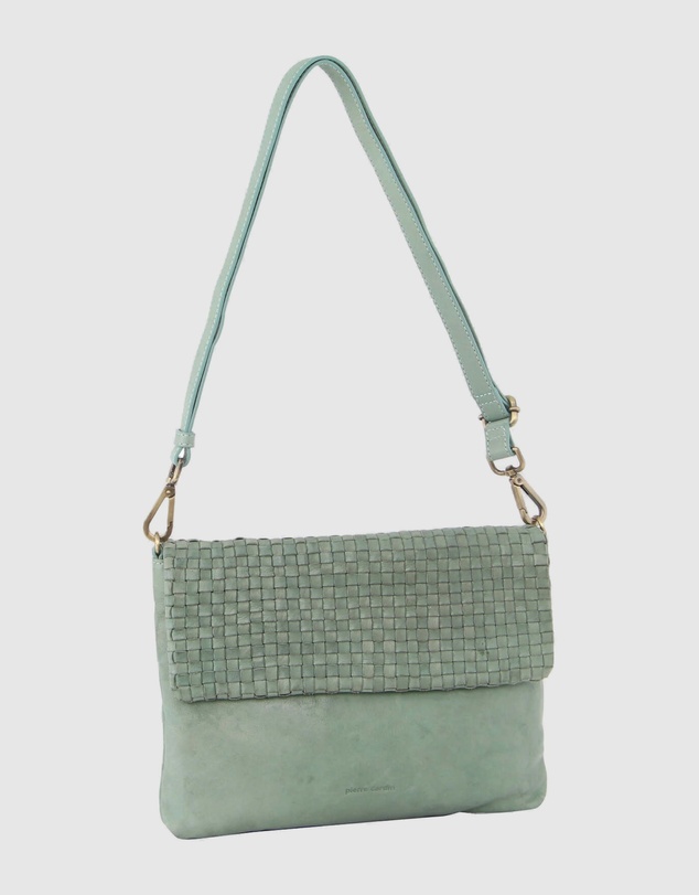 Pierre Cardin - Woven Leather Flap Cross-Body Clutch