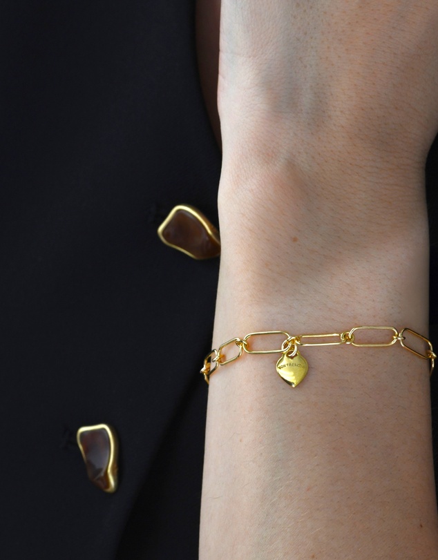 Von Treskow - Open Link Clip Chain Bracelet with Mini VT Heart