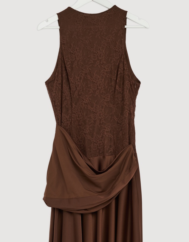 Revibe - Repaired CHANCERY Layla High Neck Lace Panelled Maxi Dress - AU 14