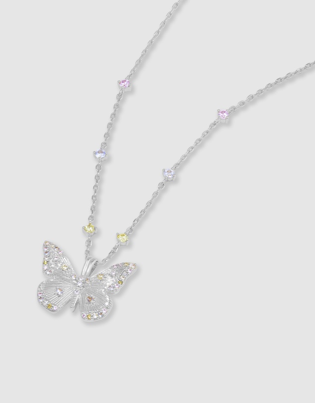Wanderlust + Co - Butterfly Rainbow & Silver Necklace