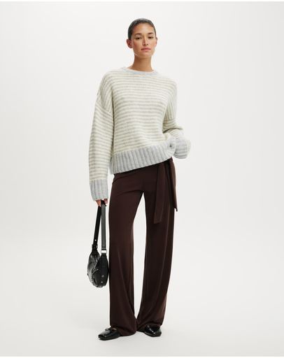 Lofty Butter Grey Marle Stripe