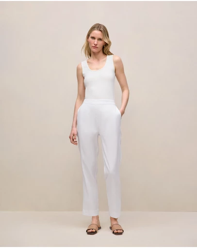 Trenery - Stretch Linen Blend Pull On Pant in White