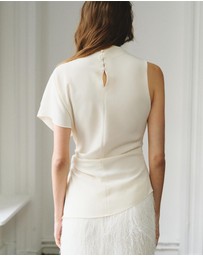 M.N.G - Asymmetrical Blouse with Ruched Detail