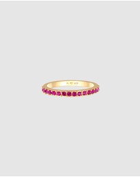 Elli Jewelry - Ring Band Memoire with Crystals Pink in 925 Sterling Silver Gold Plated