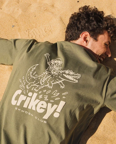 Skwosh - Crikey Men's Graphic Tee in Khaki