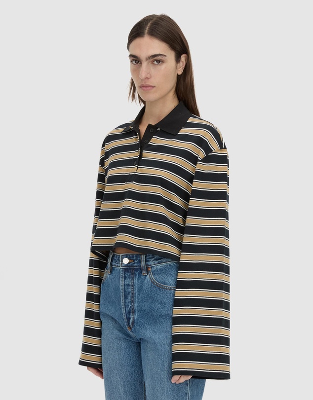 C&M CAMILLA AND MARC - Liat Stripe Crop Polo Top
