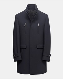 Henry Bucks - HENRY SARTORIAL Wool Overcoat NAVY