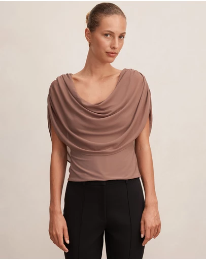 Forever New - Olivia Draped Mesh Cape Top