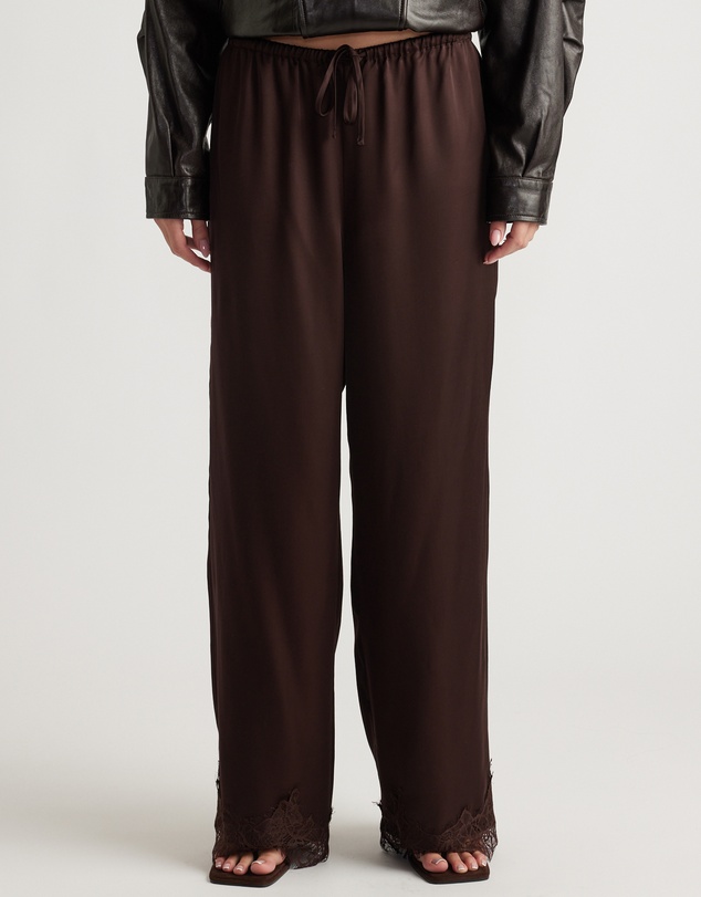 Decjuba - Laine Satin Lace Trim Pants