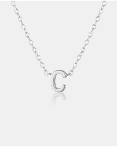 The Silver Collective - Petite A-Z Letter Necklace - C
