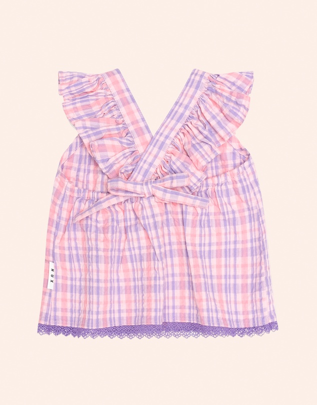 Huxbaby - Tropical Check Tie Top - Babies-Kids