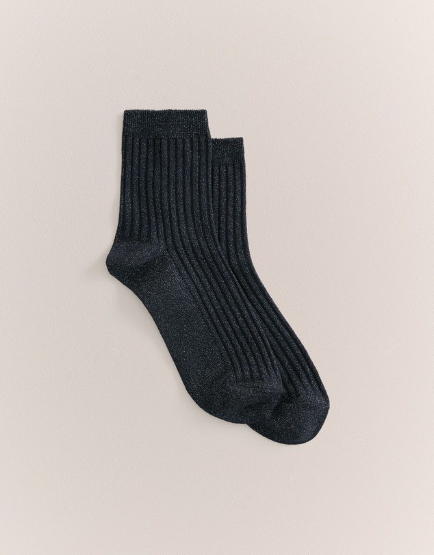 Trenery - Metallic Rib Crew Sock in Night Sky