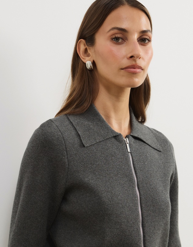 Atmos&Here - Delilah Long Sleeve Double Ended Zipper Knit Jacket