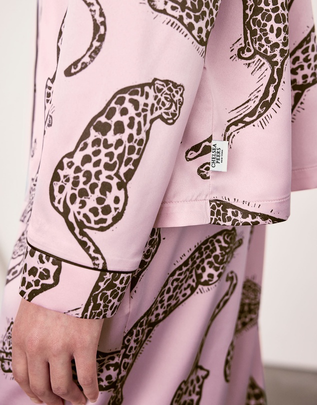 Chelsea Peers - Recycled Satin Lino Leopards Long Pyjama Set